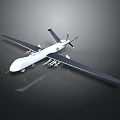 White Military Drone With Long Wings Weapon Mounts And Dark Background Reflection 3d model