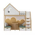 House Shaped Wooden Bunk Bed With Staircase Storage Drawers And Upholstered Seat For Kids Room