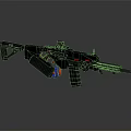 Modern Tactical Assault Rifle With Silencer Scope Magazine And Metallic Finish