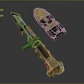 Futuristic Sci Fi Weapon with Blue Accents Brown Grip and Detailed Energy Core Design