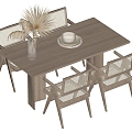 Quiet and Ancient Style Dining Tables and Chairs 3d model