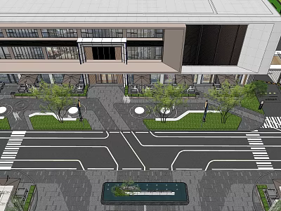 Modern Garden Landscape Design With Walkways Green Plants And Water Feature In Front Of Building 3d model