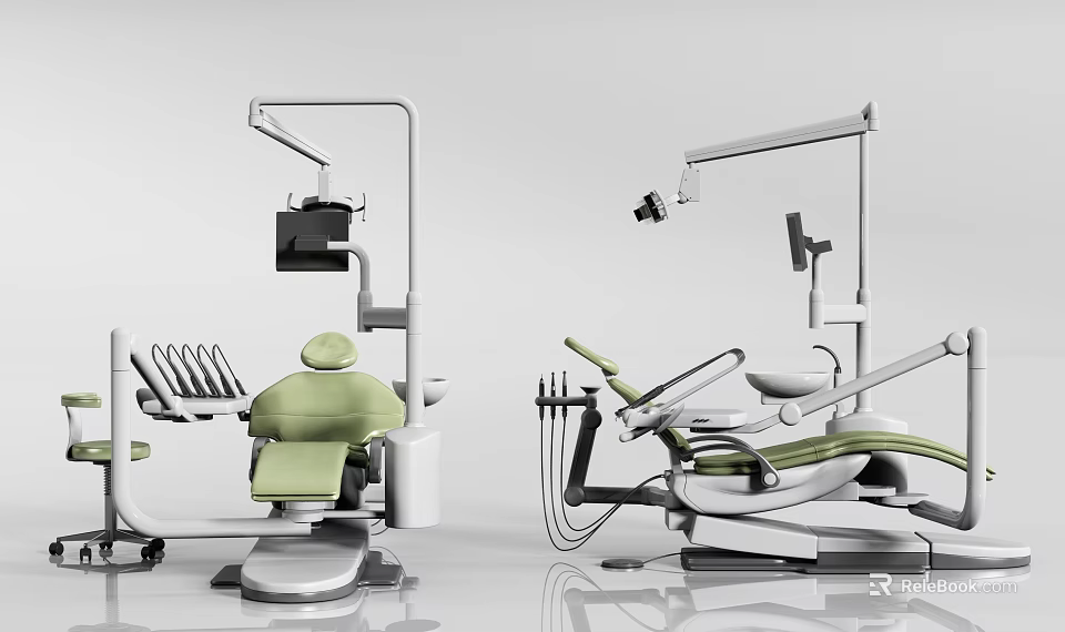 Modern Dental Medical Equipment With Treatment Chair And LED Lights 3d model 