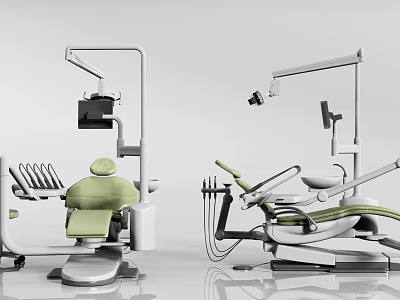 Modern Dental Medical Equipment With Treatment Chair And LED Lights 3d model