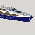 Luxury Blue And White Yacht With Multiple Windows 3d model