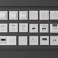 White Switch and Socket Panels with Various Modern Types and Functions for Home Use