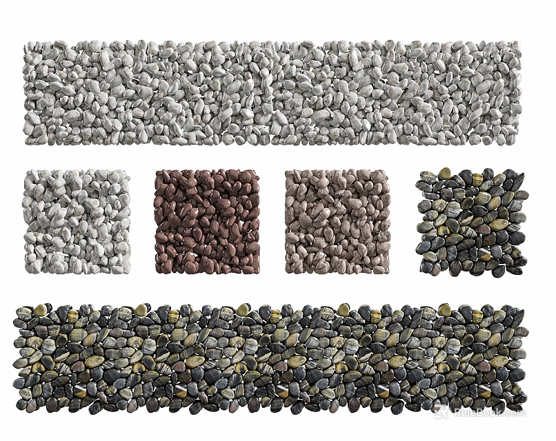 Diverse Stone and Wood Texture Samples in Multiple Colors and Patterns 3d model
