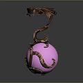 Exquisite Purple Spherical Jewelry With Gold Accents And Intricate Metal Carved Top
