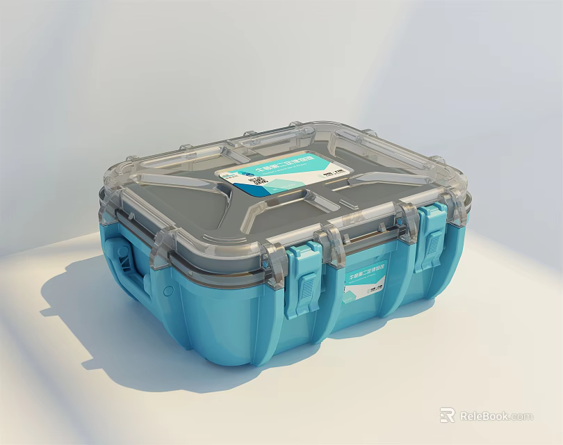 Blue Hardware Tools Storage Case With Transparent Lid And Lockable Latches 3d model 
