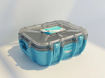 Blue Hardware Tools Storage Case With Transparent Lid And Lockable Latches 3d model