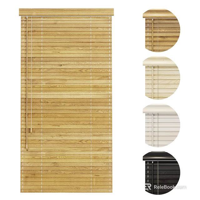 Natural Bamboo Window Blinds With Wood Color And White Black Options For Home 3d model 