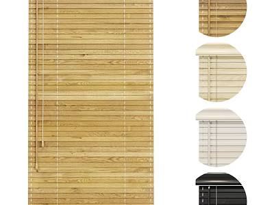 Natural Bamboo Window Blinds With Wood Color And White Black Options For Home 3d model