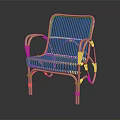 Natural Wicker Leisure Chair With Curved Armrests And Comfortable Design For Indoor Outdoor Use