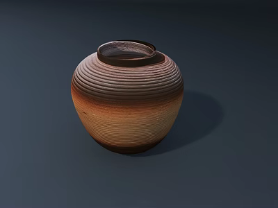 Decorative Handcrafted Ceramic Jar With Brown Gradient And Spiral Striped Design 3d model