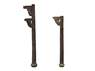 Old Chinese Wooden Pillar 3d model