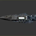 Futuristic Cosmic Spaceship Model With Detailed Structure And Blue Glowing Engines
