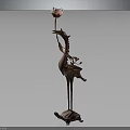 Copper Colored Crane Shaped Decorative Floor Lamp With Pink Flower Accent