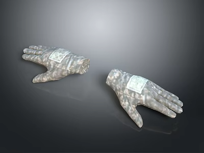 Silver Textured Gloves With Square Label On Palm For Daily Use 3d model