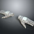 Silver Textured Gloves With Square Label On Palm For Daily Use 3d model