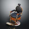 Vintage Barber Chair Furniture With Leather Seat Wooden Armrests And Metal Accents