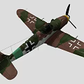 Vintage Military Fighter Aircraft with Camouflage Paint Green Brown Colors Iron Cross Insignia Yellow Propeller Design