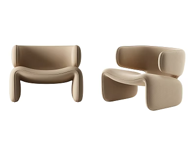 Modern Beige Accent Chair With Curved Lines And Contemporary Comfortable Design 3d model
