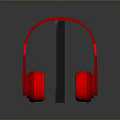 Red Over Ear Computer Headphones With Comfortable Design On Brown Platform 3d model