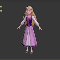 Beautiful Princess Game Movie Character With Long Blonde Hair And Purple Pink Dress