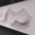 Modern Minimalist Bedroom Accent Wall With White Wavy Grid Pattern Design 3d model
