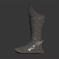 Metallic Armor Inspired Boots Featuring Intricate Carvings And Textured Surface Design