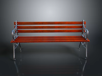 Sturdy Outdoor Bench With Wooden Seat Backrest And Metal Frame Design 3d model