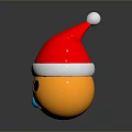 Yellow Crying Emoji Decorative Figurine With Red Santa Hat White Trim White Pom Pom And Blue Tear