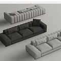 Modern Multi-seater Sofa with Tufted Design in Gray and Beige for Living Room