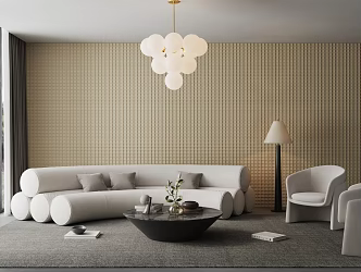 Living room dining room sofa coffee table carpet 3d model