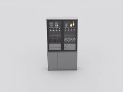 Modern Wine Cabinet With Glass Doors Wine Bottle Racks And Drawer Storage Shelves 3d model