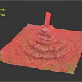 Stone Circular Tiered Structure With Square Base And Top Cylinder On Green Moss Covered Surface