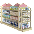 Retail Mall Counter Display With Decorative Multi Layer Shelves Stocked With Products
