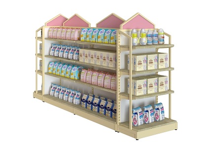 Shelf Maternal and Baby Store Shelf Cosmetics Store Shelf Display Rack Nakajima Rack Milk Powder Milk Powder Cabinet 3d model