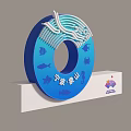 Blue Circular Decorative Art Installation With Fish Patterns In Ningbo Xiangshan