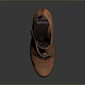 Brown Leather Lace Up High Heels With Block Heel And Perforated Design