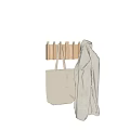 Wooden Hanger with Beige Canvas Tote Bag and Coat Hanging on Wall