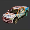 White Orange Blue Pickup Truck With Sunny Boy Livery And Number 18