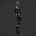 Game and Movie Character in Red Black Silver Armor Costume with Helmet 3D Design