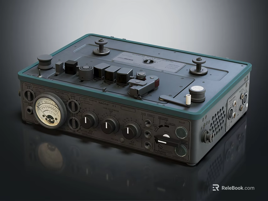 Vintage Headphone Audio Equipment With Retro Control Knobs And Analog Dial 3d model 