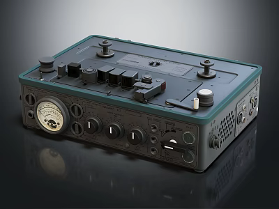 Vintage Headphone Audio Equipment With Retro Control Knobs And Analog Dial 3d model