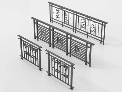 Various Decorative Metal Railings With Intricate Patterns And Unique Designs 3d model