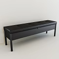 Black Leather Storage Bench With Simple Design And Sturdy Legs For Indoor Use 3d model