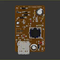 Electronic Circuit Board With USB Port Capacitors Transformer And Resistors