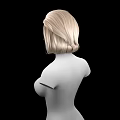 Game and Movie Character 3D Model with Blonde Short Hair Upper Body and Black Background