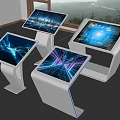 Modern All in One Interactive Displays With White Stands And Tech Inspired Screens 3d model